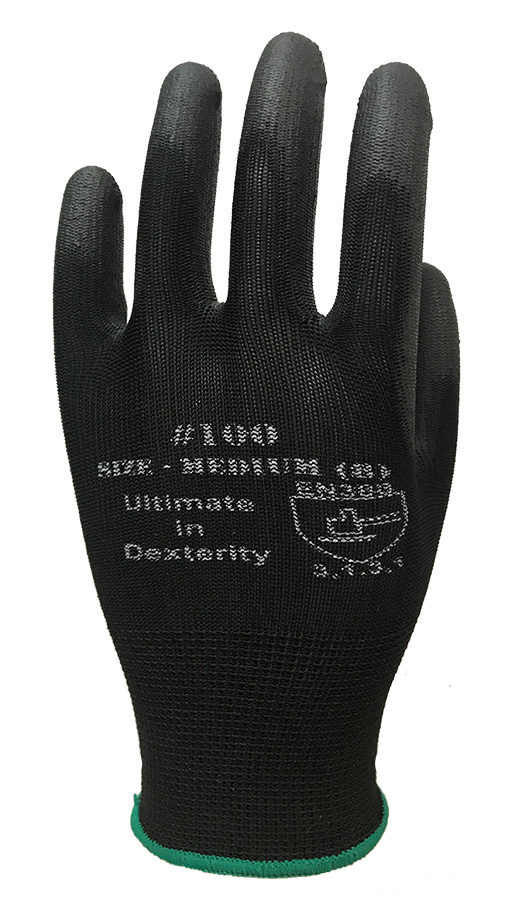 PU100BK Black Shell with Black Polyurethane Palm Coating