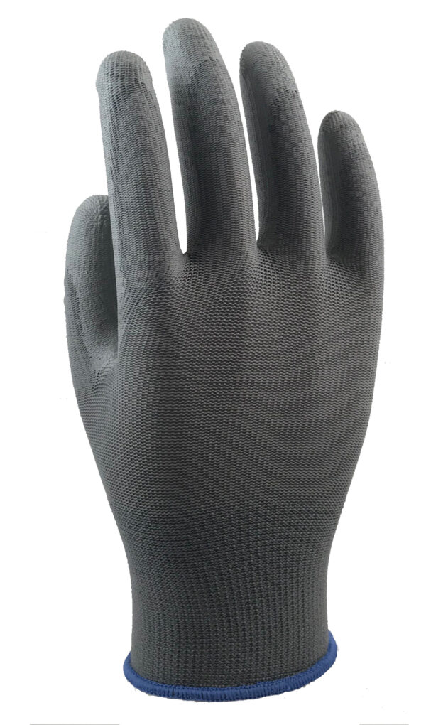 Lightweight Grey Polyurethane Palm Coated Gloves